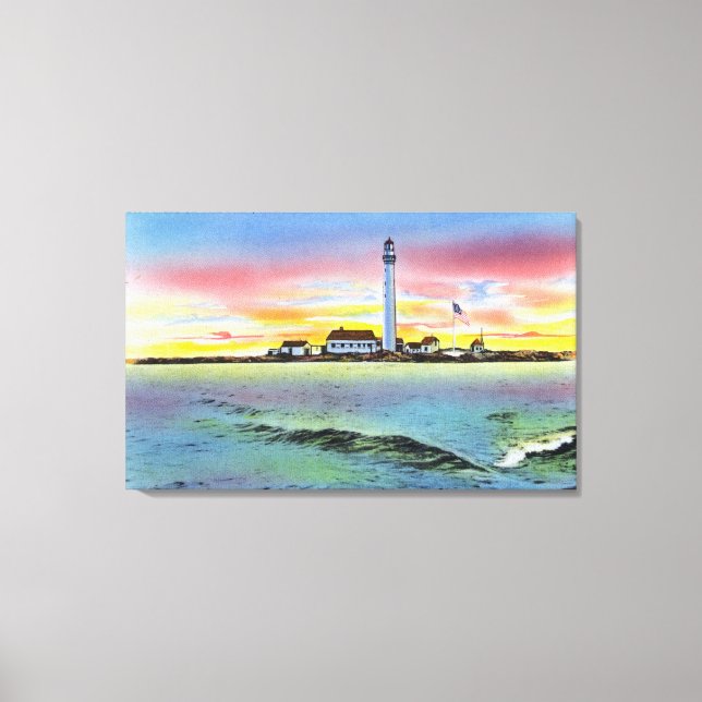 Aussicht auf Boon Island und Lighthouse von York a Leinwanddruck (Vorderseite)