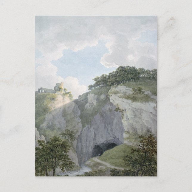 Aussicht auf Burg und Höhle von Castelton Postkarte (Vorderseite)