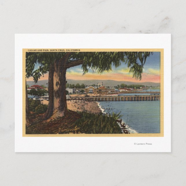 Aussicht auf Casino & Pier aus der Ferne Postkarte (Vorderseite)