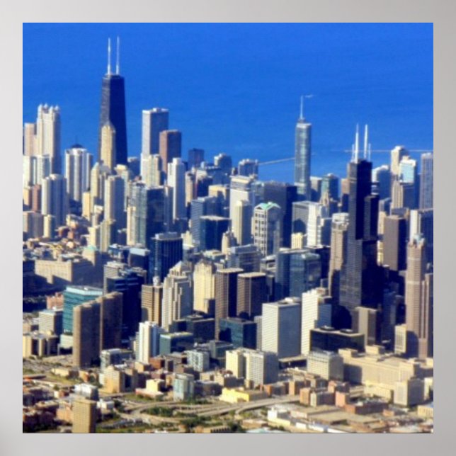 Aussicht auf Chicago Downtown mit Lake Poster (Vorne)