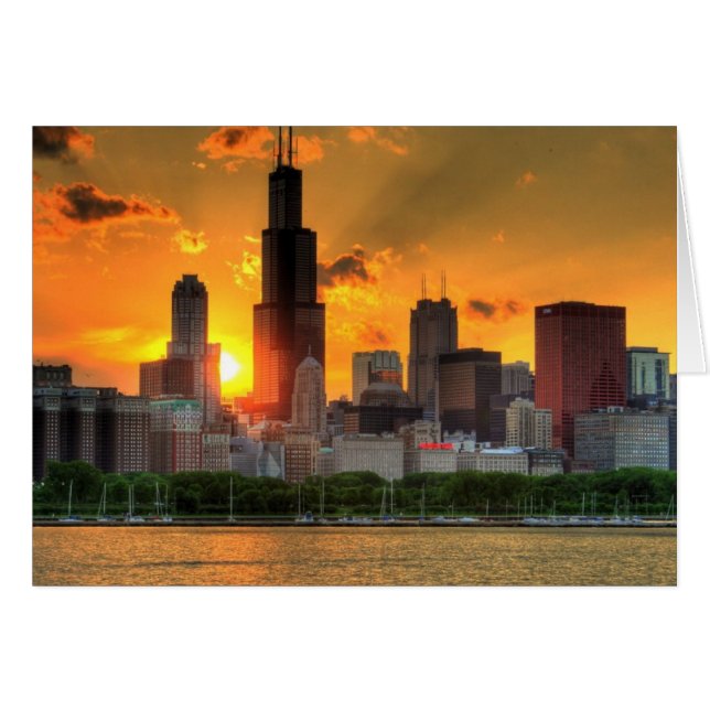 Aussicht auf Chicagos Skyline von Adler (Vorderseite (Horizontal))