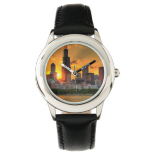 Aussicht auf Chicagos Skyline von Adler Armbanduhr