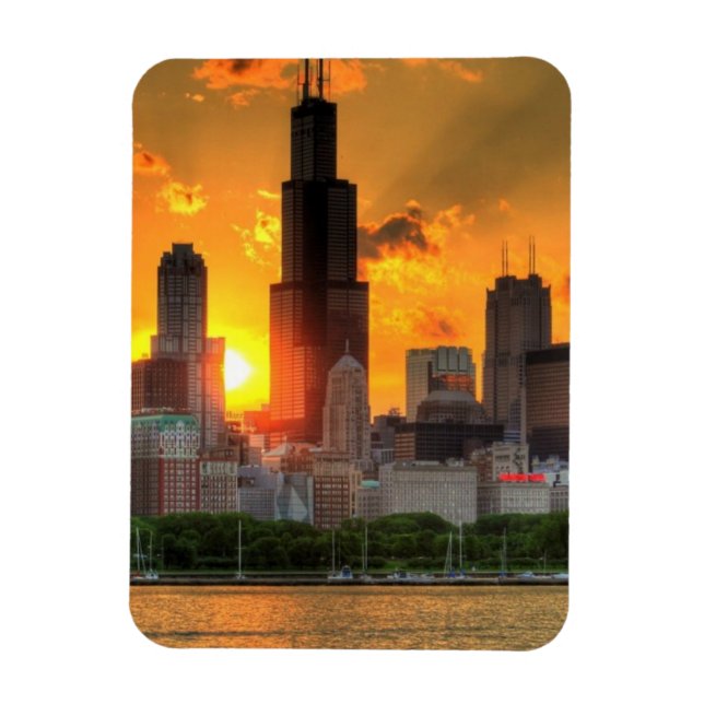 Aussicht auf Chicagos Skyline von Adler Magnet (Vertikal)