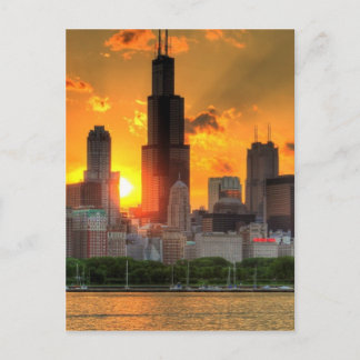Aussicht auf Chicagos Skyline von Adler Postkarte