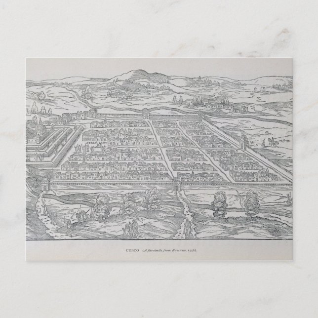 Aussicht auf Cusco, von Ramusio, Pub. 1556 Postkarte (Vorderseite)