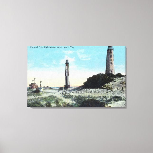 Aussicht auf das alte und das neue LeuchtturmKap H Leinwanddruck (Vorderseite)