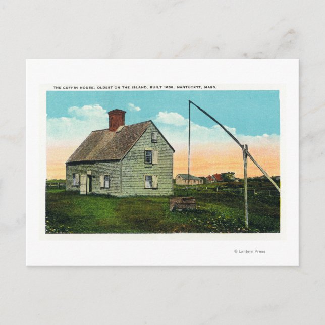 Aussicht auf das älteste Coffin House auf der Inse Postkarte (Vorderseite)