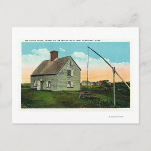 Aussicht auf das älteste Coffin House auf der Inse Postkarte