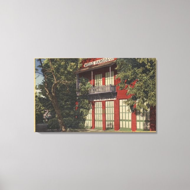Aussicht auf das Büro Old Wells-Fargo (1855) Leinwanddruck (Vorderseite)