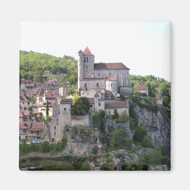Aussicht auf das Dorf und die Kirche (Foto) 3 Magnet (Vorne)