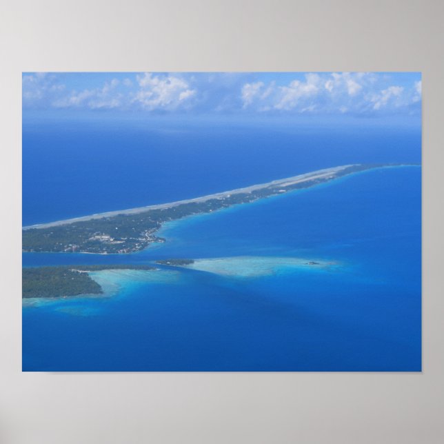 Aussicht auf das Flugzeug von Rangiroa Poster (Vorne)