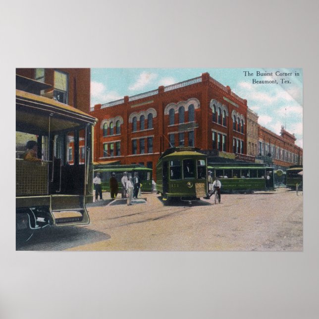 Aussicht auf das geschäftigste CornerBeaumont, TX Poster (Vorne)