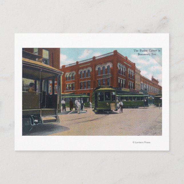Aussicht auf das geschäftigste CornerBeaumont, TX Postkarte (Vorderseite)
