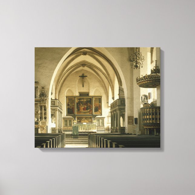 Aussicht auf das Innere der Kirche mit Leinwanddruck (Vorderseite)