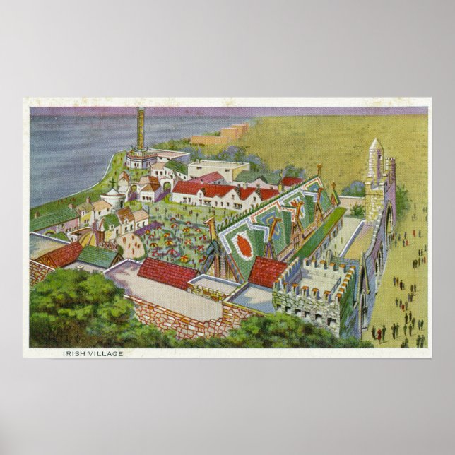 Aussicht auf das irische Dorf aus der Luft Poster (Vorne)