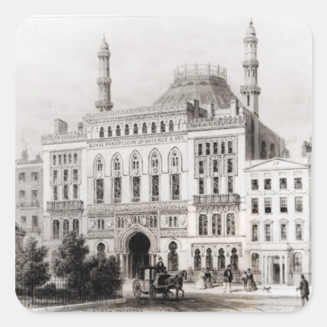 Aussicht auf das Königliche Panoptikum der Wissens Quadratischer Aufkleber (Vorderseite)