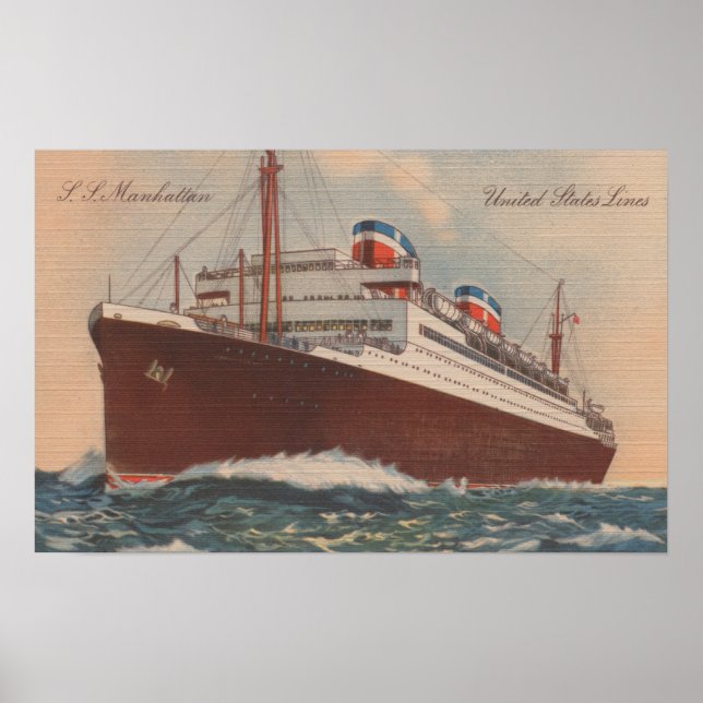 Aussicht auf das Kreuzfahrtschiff S.S. Manhattan C Poster (Vorne)
