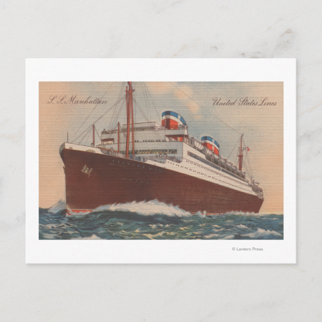Aussicht auf das Kreuzfahrtschiff S.S. Manhattan C Postkarte (Vorderseite)