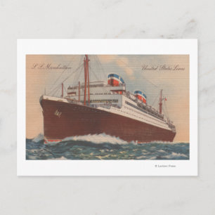 Aussicht auf das Kreuzfahrtschiff S.S. Manhattan C Postkarte