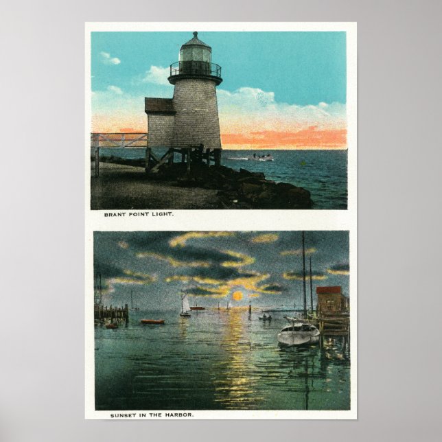 Aussicht auf das Leuchtturm von Brant Point Poster (Vorne)