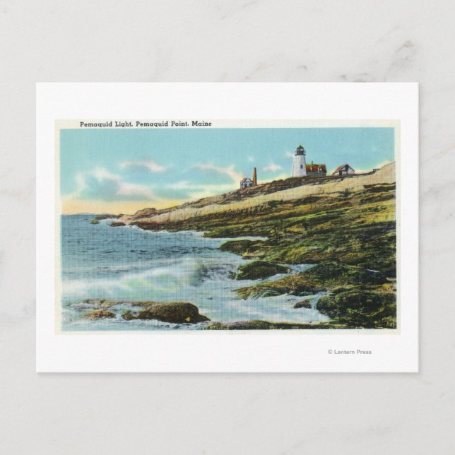 Aussicht auf das Leuchtturm von Pemaquid Postkarte (Vorderseite)