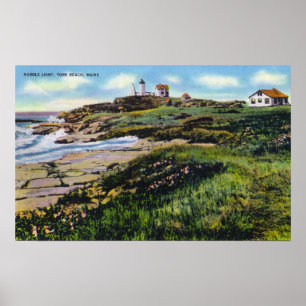 Aussicht auf das Leuchtturm von York Beach Poster