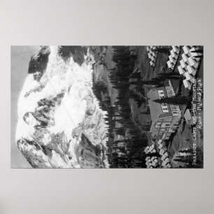 Aussicht auf das Paradies Camp und den Berg Rainie Poster