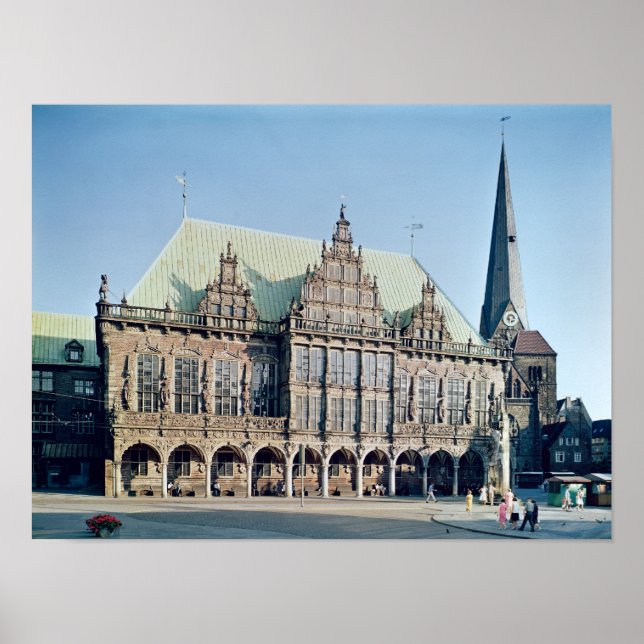 Aussicht auf das Rathaus, Baujahr 1405-09 Poster (Vorne)