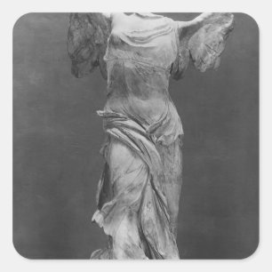 Aussicht auf das Samothrace im Louvre-Museum Quadratischer Aufkleber