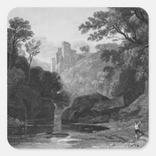 Aussicht auf das Schloss Roslin Quadratischer Aufkleber