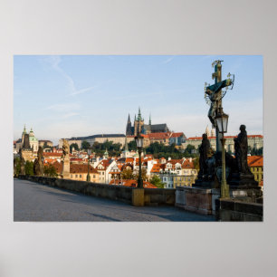 Aussicht auf das Schloss von der Karlsbrücke in Pr Poster