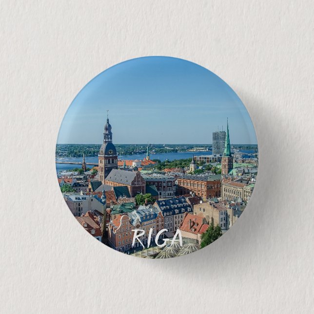 Aussicht auf das Stadtzentrum von Riga von oben Button (Vorderseite)
