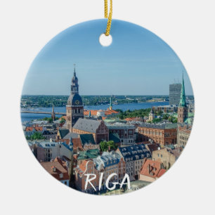 Aussicht auf das Stadtzentrum von Riga von oben Keramik Ornament
