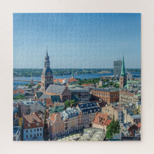 Aussicht auf das Stadtzentrum von Riga von oben Puzzle