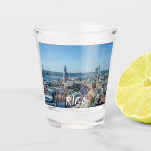 Aussicht auf das Stadtzentrum von Riga von oben Schnapsglas