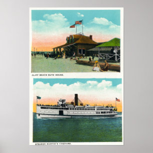 Aussicht auf das Strandbad von Cliff Poster