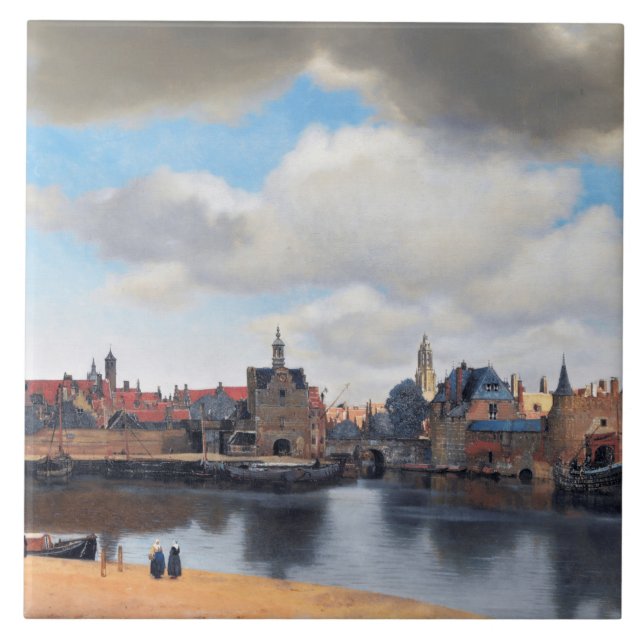 Aussicht auf Delft, Johannes Vermeer Fliese (Vorderseite)