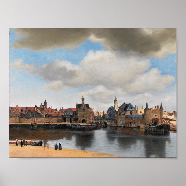 Aussicht auf Delft, von Johannes Vermeer Poster (Vorne)