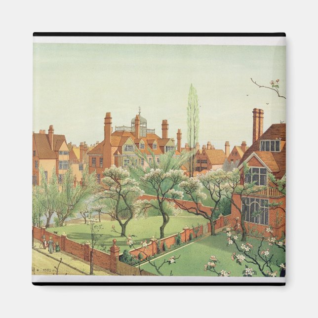 Aussicht auf den Bedford Park, 1882 (Farblitho) 2 Magnet (Vorne)