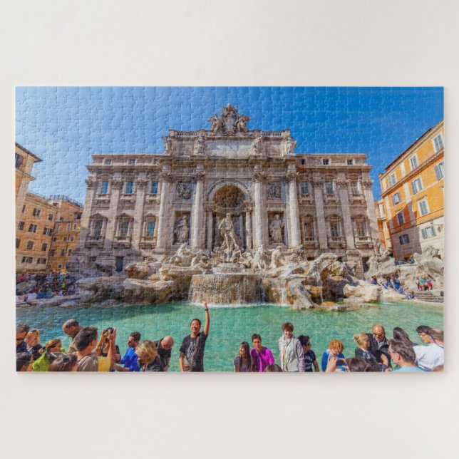 Aussicht auf den Brunnen Trevi mit dem Touristen,  Puzzle (Horizontal)