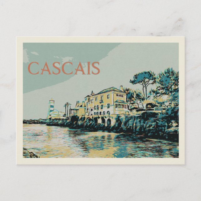 Aussicht auf den Cascais-Palast, Portugal Postkarte (Vorderseite)