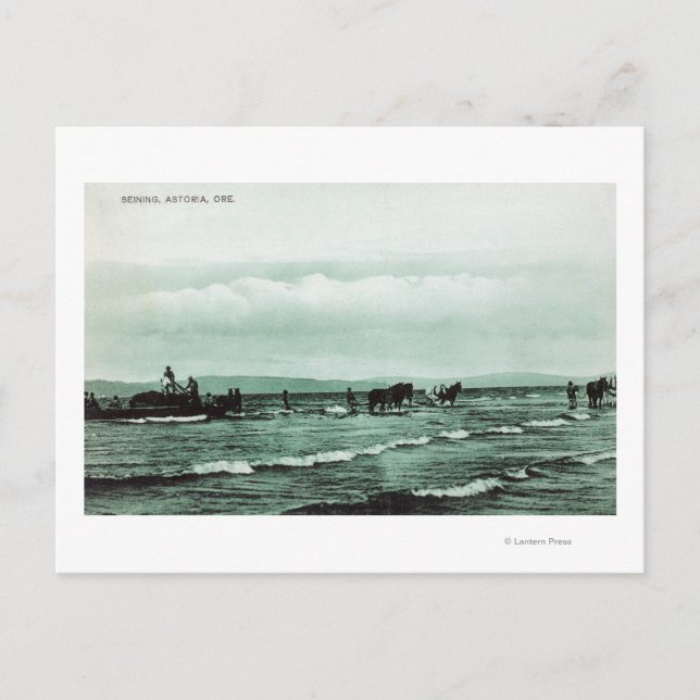 Aussicht auf den Fischfang Seine, Pferdekarren Postkarte (Vorderseite)