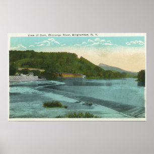 Aussicht auf den Fluss Chenango und den Damm Poster
