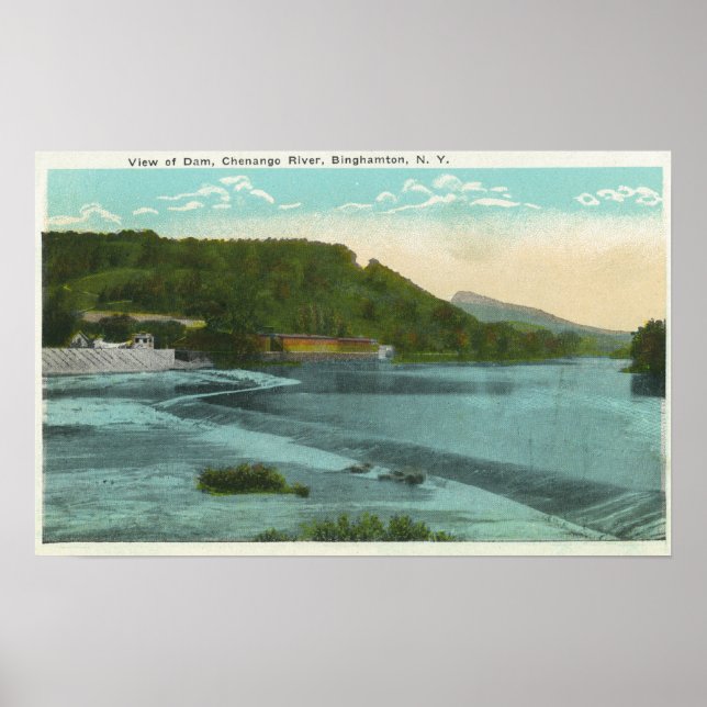 Aussicht auf den Fluss Chenango und den Damm Poster (Vorne)