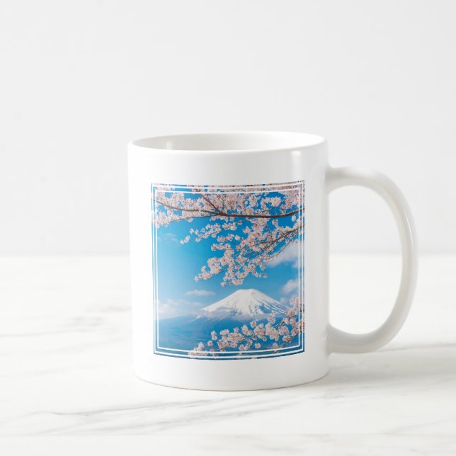 Aussicht auf den Fuji mit Kirschblüten Kaffeetasse (Rechts)