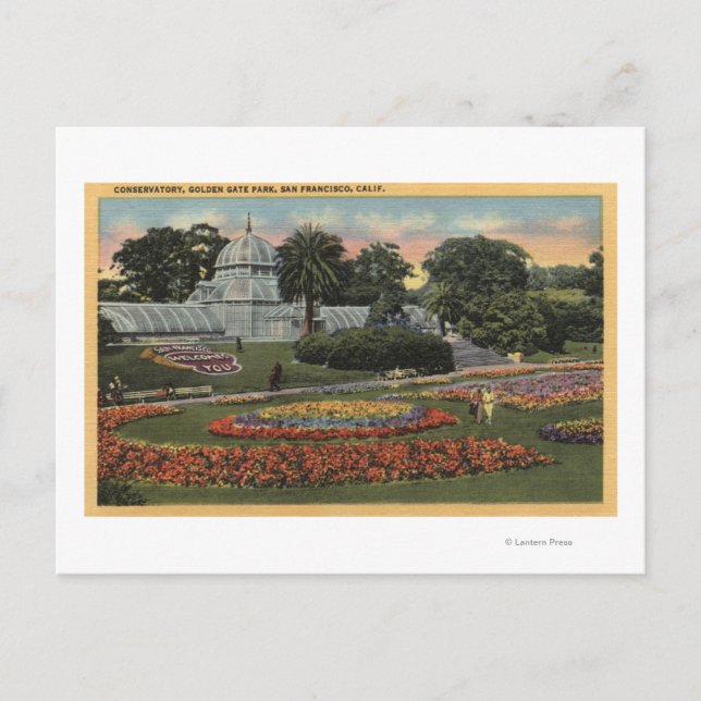 Aussicht auf den Golden Gate Park & Conservatory Postkarte (Vorderseite)