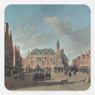 Aussicht auf den Grote Markt in Haarlem Quadratischer Aufkleber
