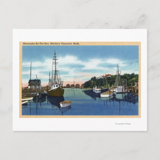Aussicht auf den Hafen, Martha's Vineyard Postkarte (Vorderseite)