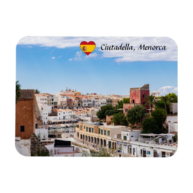 Aussicht auf den Hafen und die Stadt Ciutadella -  Magnet (Horizontal)