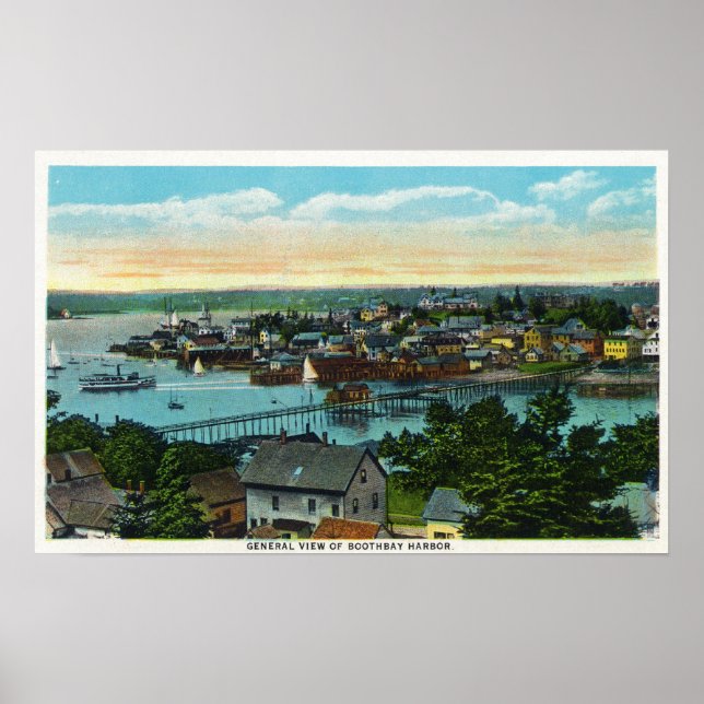 Aussicht auf den Hafen von Boothbay Poster (Vorne)